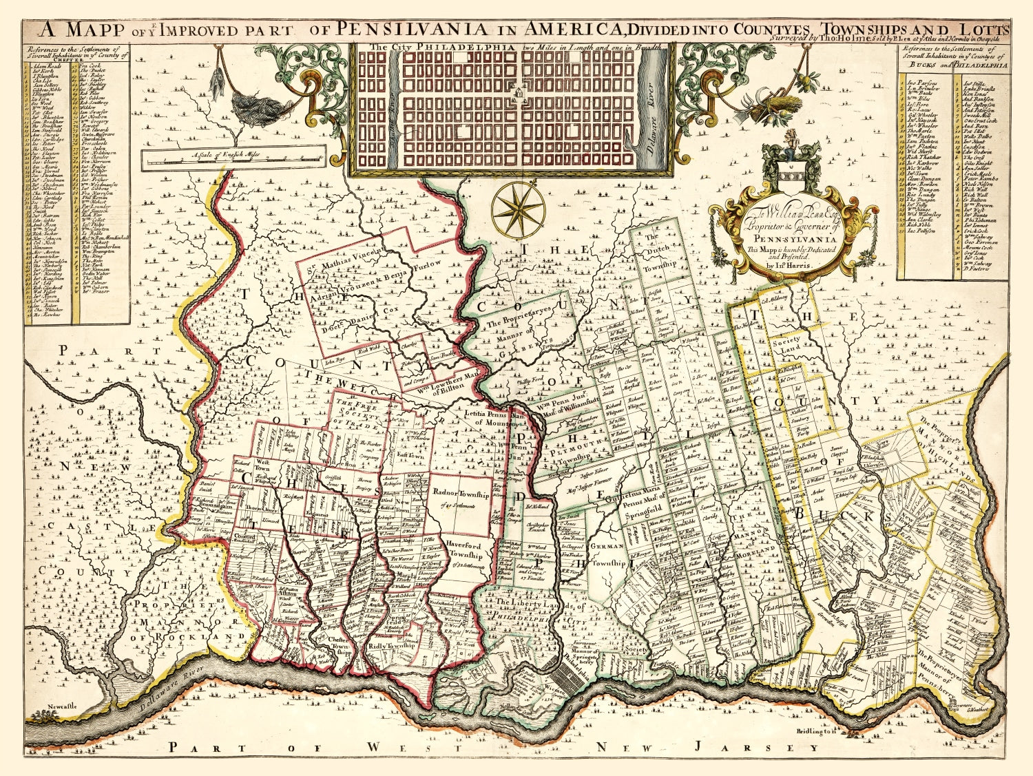 Vintage Map of Pennsylvania 1687