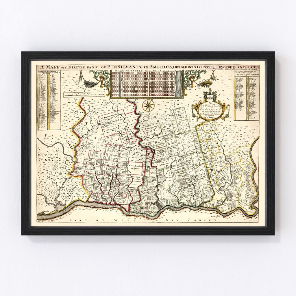 Vintage Map of Pennsylvania 1687