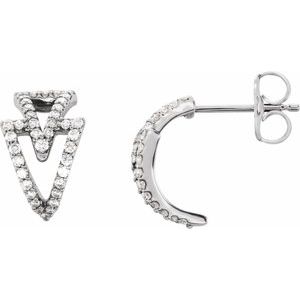 14K White Gold 1/4 CTW Natural Diamond Geometric Hoop Earrings