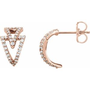 14K Rose Gold 1/4 CTW Natural Diamond Geometric Hoop Earrings
