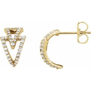 14K Yellow Gold 1/4 CTW Natural Diamond Geometric Hoop Earrings