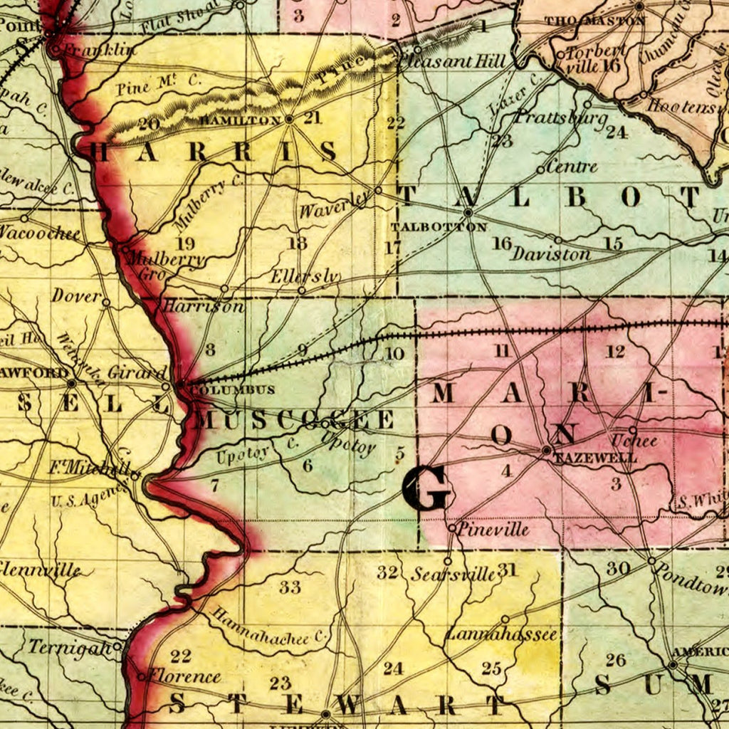 Vintage Map of Alabama 1853