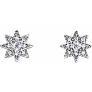 14K White Gold .08 CTW Natural Diamond Star Earrings