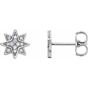 14K White Gold .08 CTW Natural Diamond Star Earrings