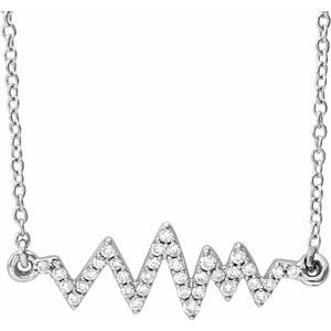 14K White Gold 1/6 CTW Natural Diamond Heartbeat 16-18" Necklace