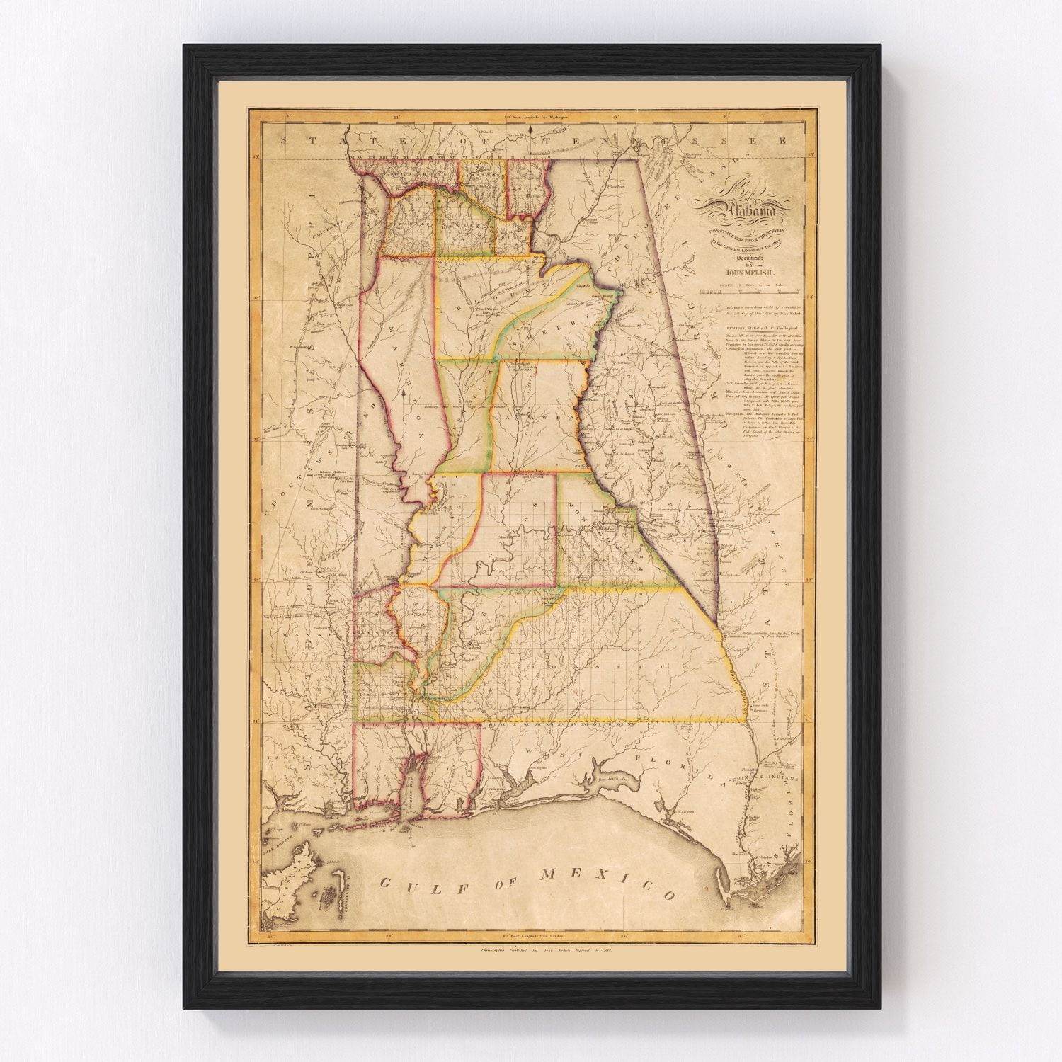 Vintage Map of Alabama 1818
