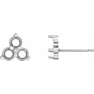 10K White Gold 2 mm Round Three-Stone Earring Mounting