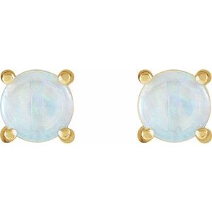 14K Yellow Gold 6 mm Natural White Opal Earrings – image 2