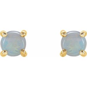 14K Yellow Gold 5 mm Natural White Opal Earrings – image 2