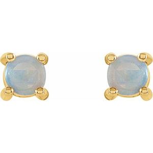 14K Yellow Gold 4 mm Natural White Opal Earrings – image 2