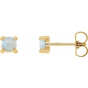 14K Yellow Gold 4 mm Natural White Opal Earrings