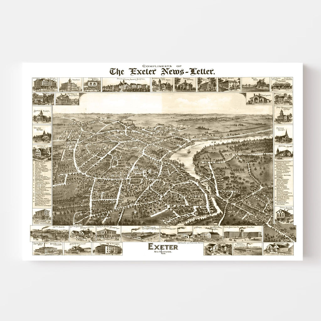 Vintage Map of Exeter, New Hampshire 1877