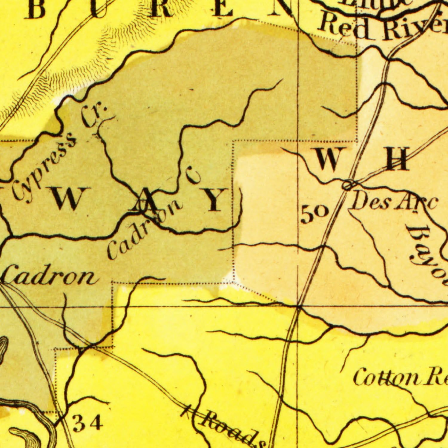Vintage Map of Arkansas 1847