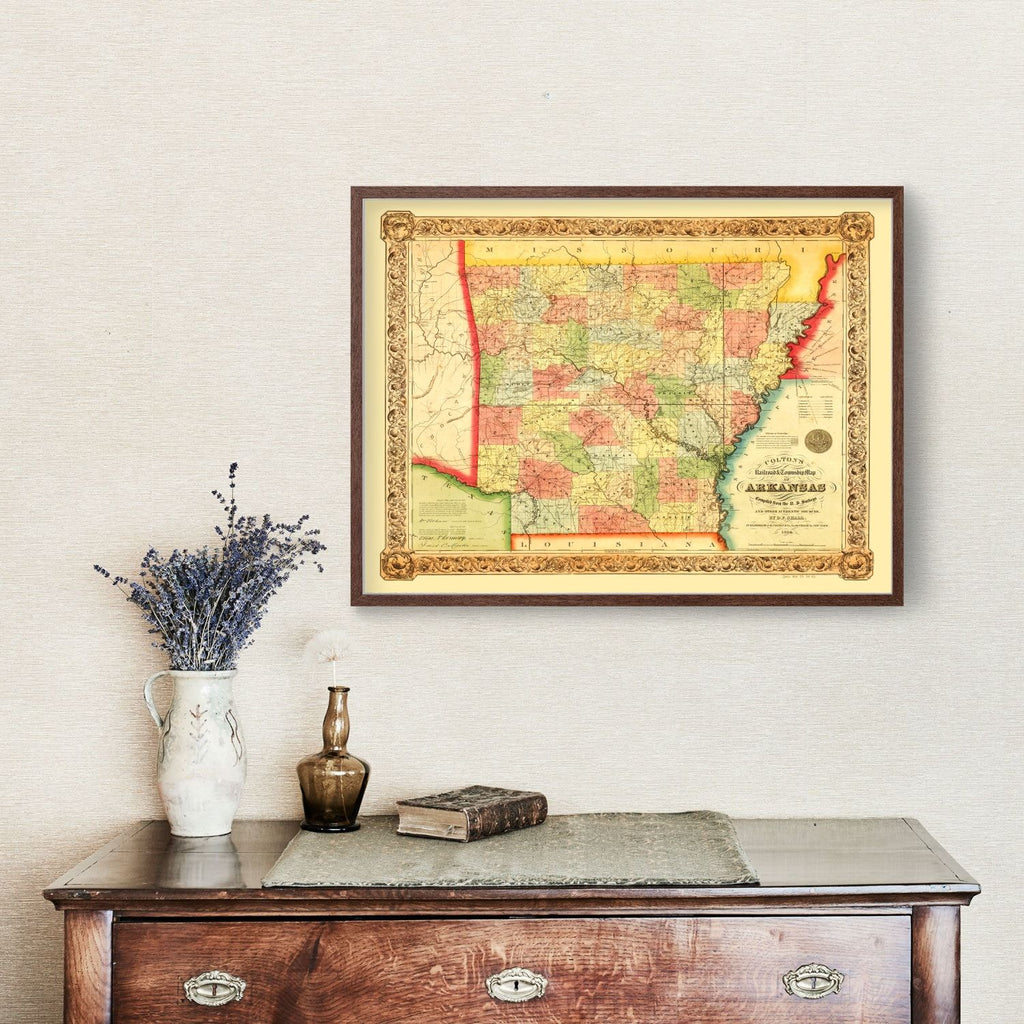 Vintage Map of Arkansas 1854