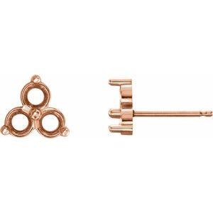 14K Rose Gold 2.5 mm Round Three-Stone Earring Mounting