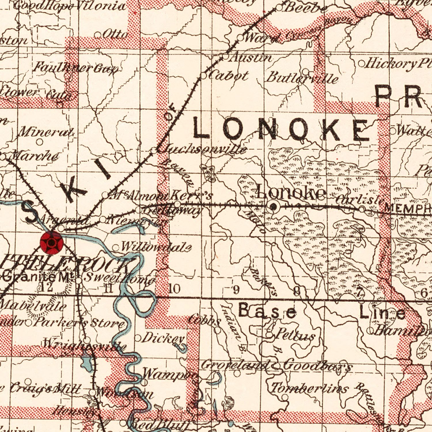 Vintage Map of Arkansas 1886