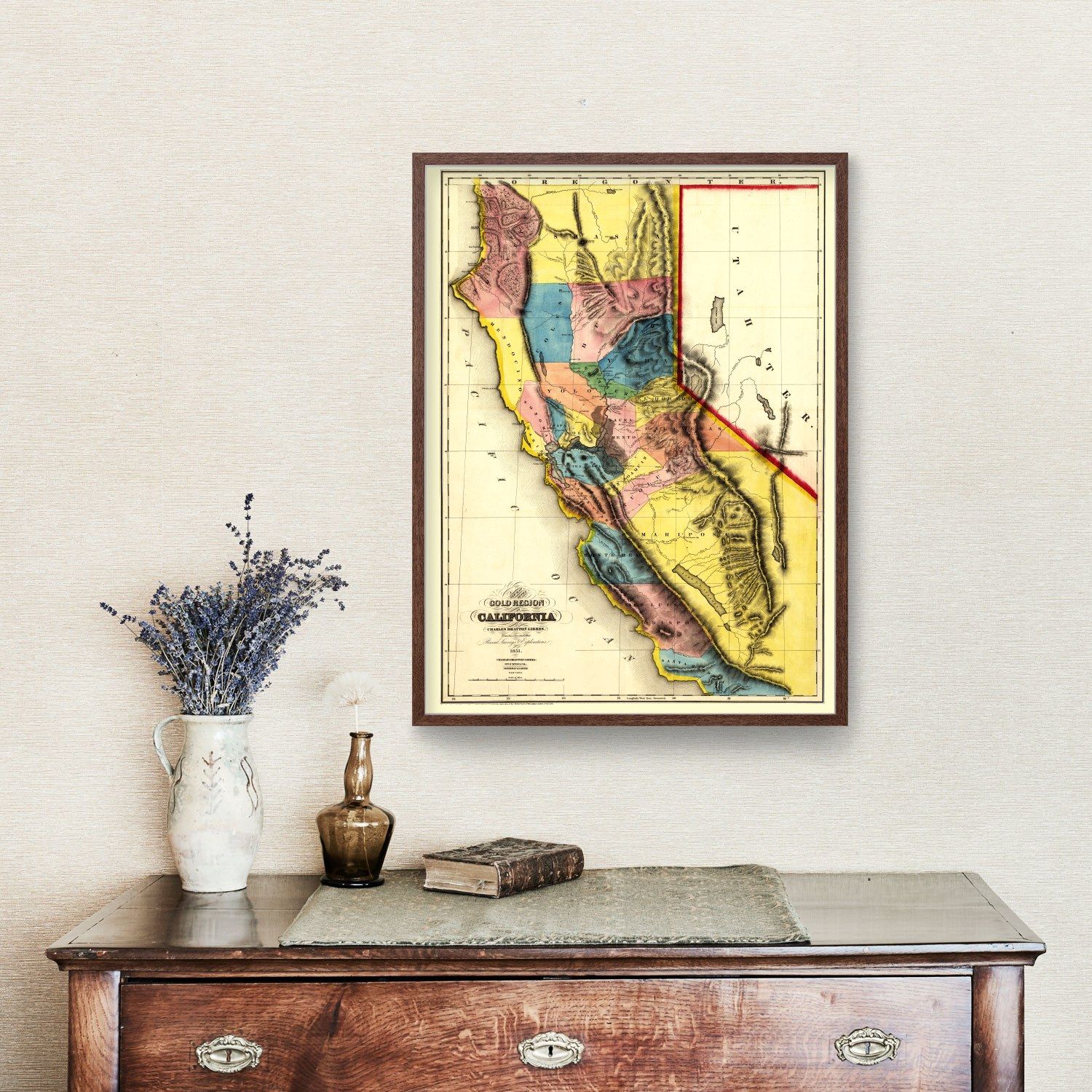Vintage Map of California 1851