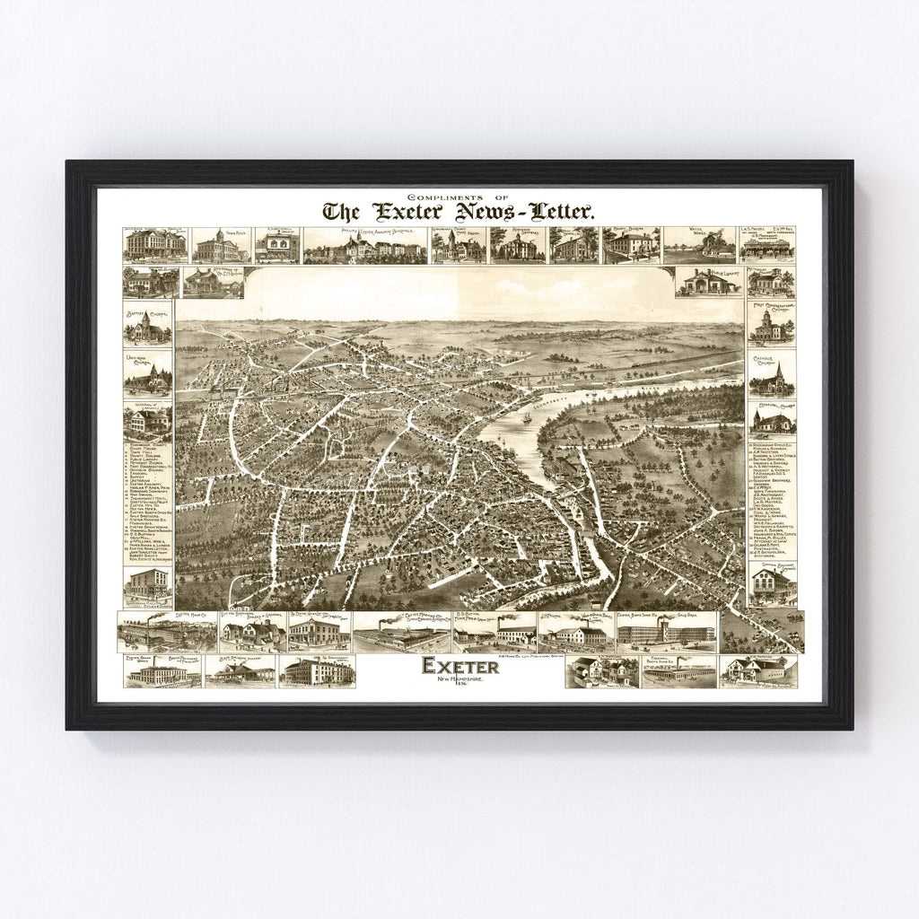 Vintage Map of Exeter, New Hampshire 1877