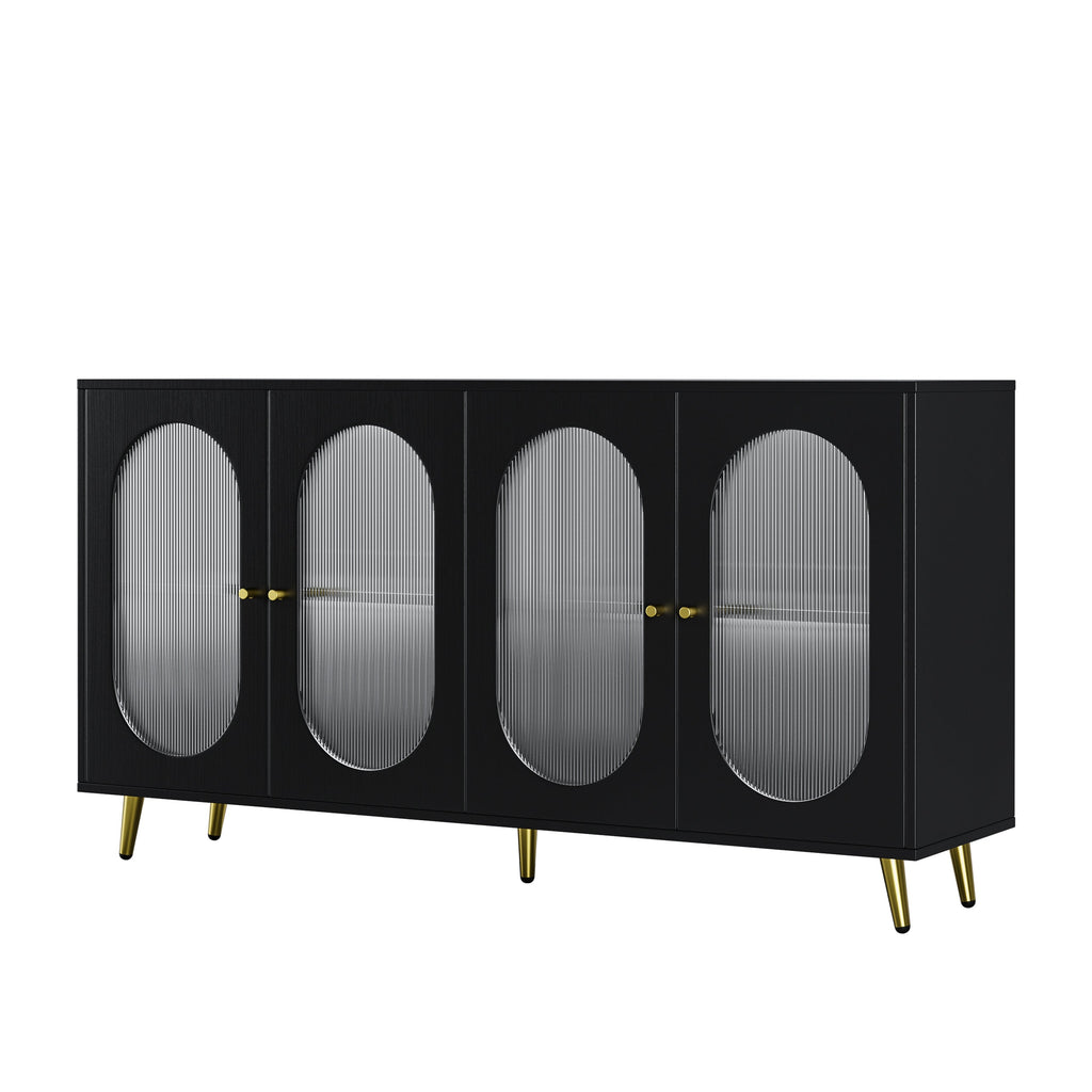Modern Accent Sideboard Cabinet with Acrylic Doors, Freestanding Storage Cupboard Console Table for Kitchen Dining Living Room Hallway Office, Black