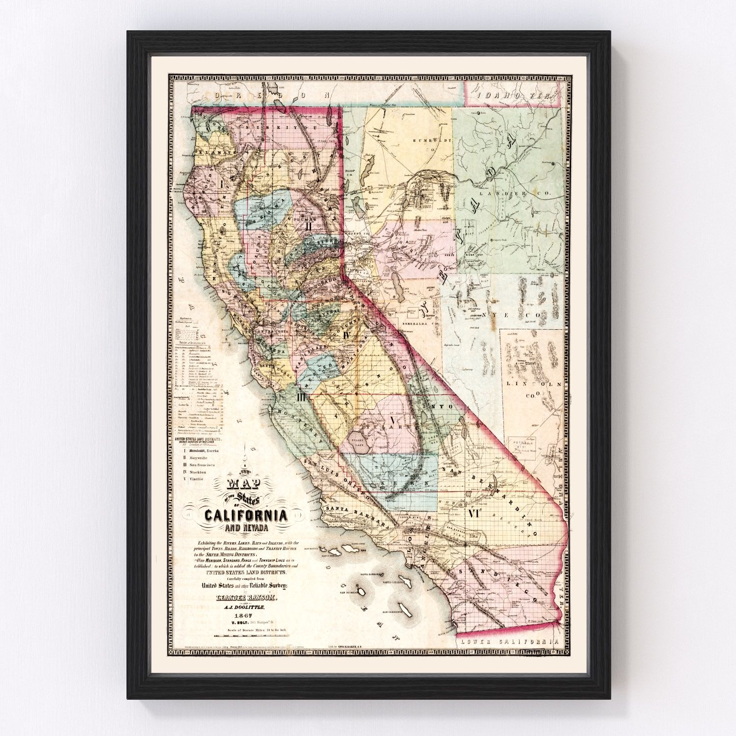 Vintage Map of California 1867