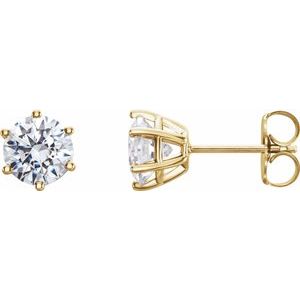 14K Yellow Gold 7 mm Round 6-Prong Stud Earring Mounting – image 2