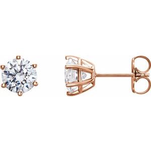 14K Rose Gold 9 mm Round 6-Prong Stud Earring Mounting – image 2