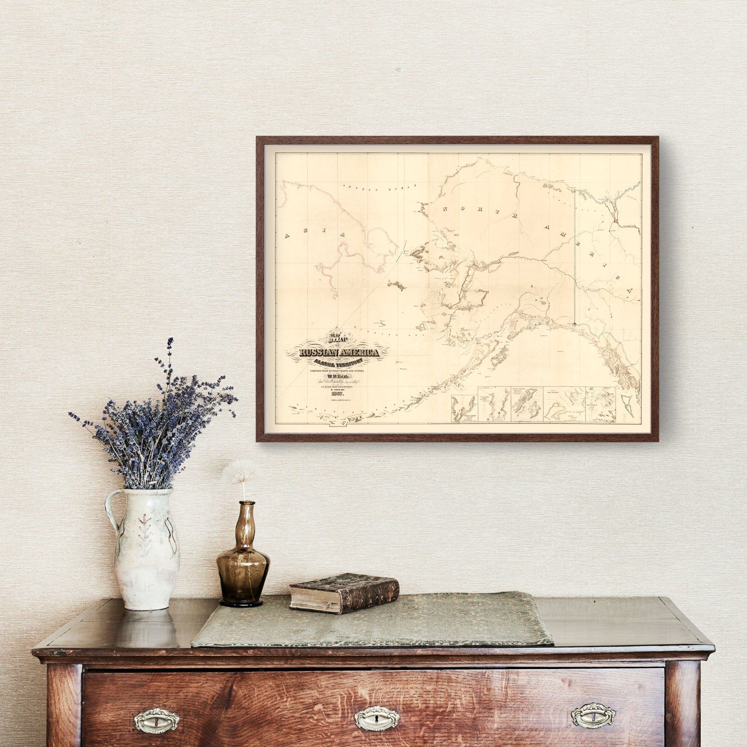 Vintage Map of Alaska 1867