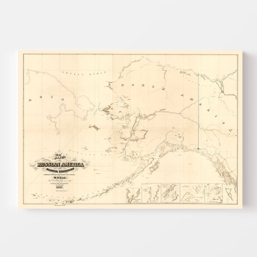 Vintage Map of Alaska 1867