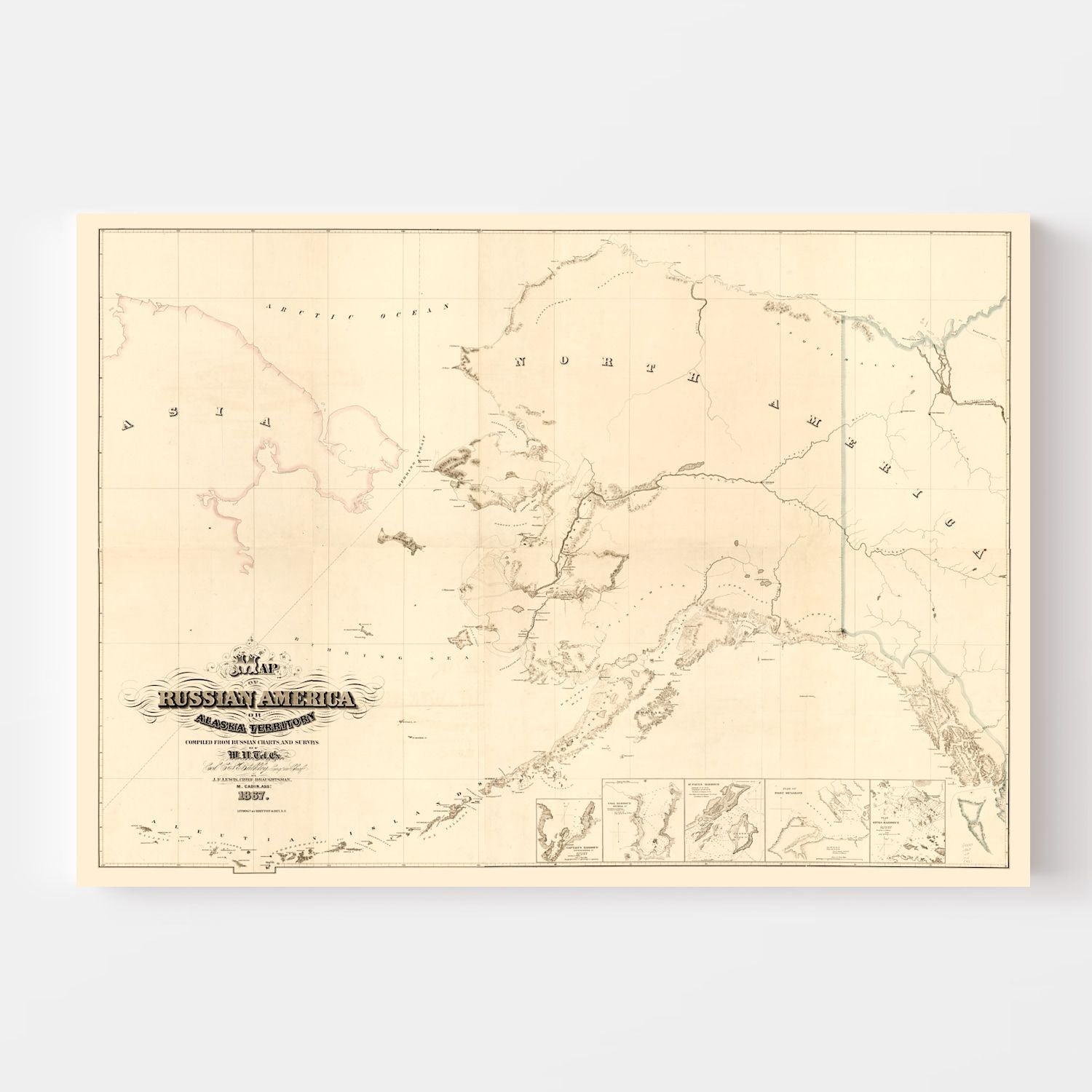 Vintage Map of Alaska 1867