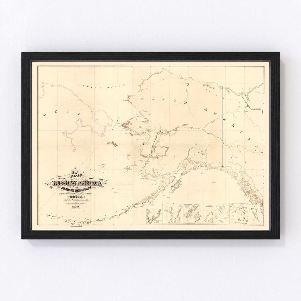 Vintage Map of Alaska 1867