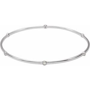 14K White Gold 1/4 CTW Natural Diamond Bezel-Set Bangle 8" Bracelet