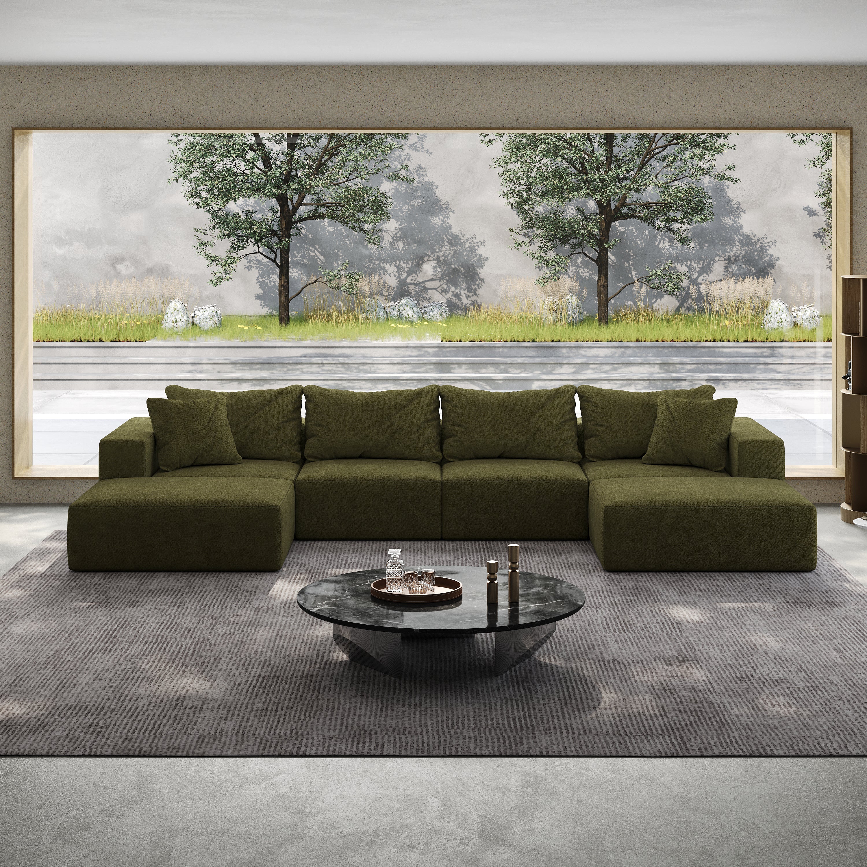 Oversized sponge cloud sofa,Modern Upholstered Sectional Sofa Couch Set,Modular 162' L Shaped Sectional Living Room Sofa Set With 6 Pillows,Free Combination Sofa Couch for Living Room,BedroomWF055