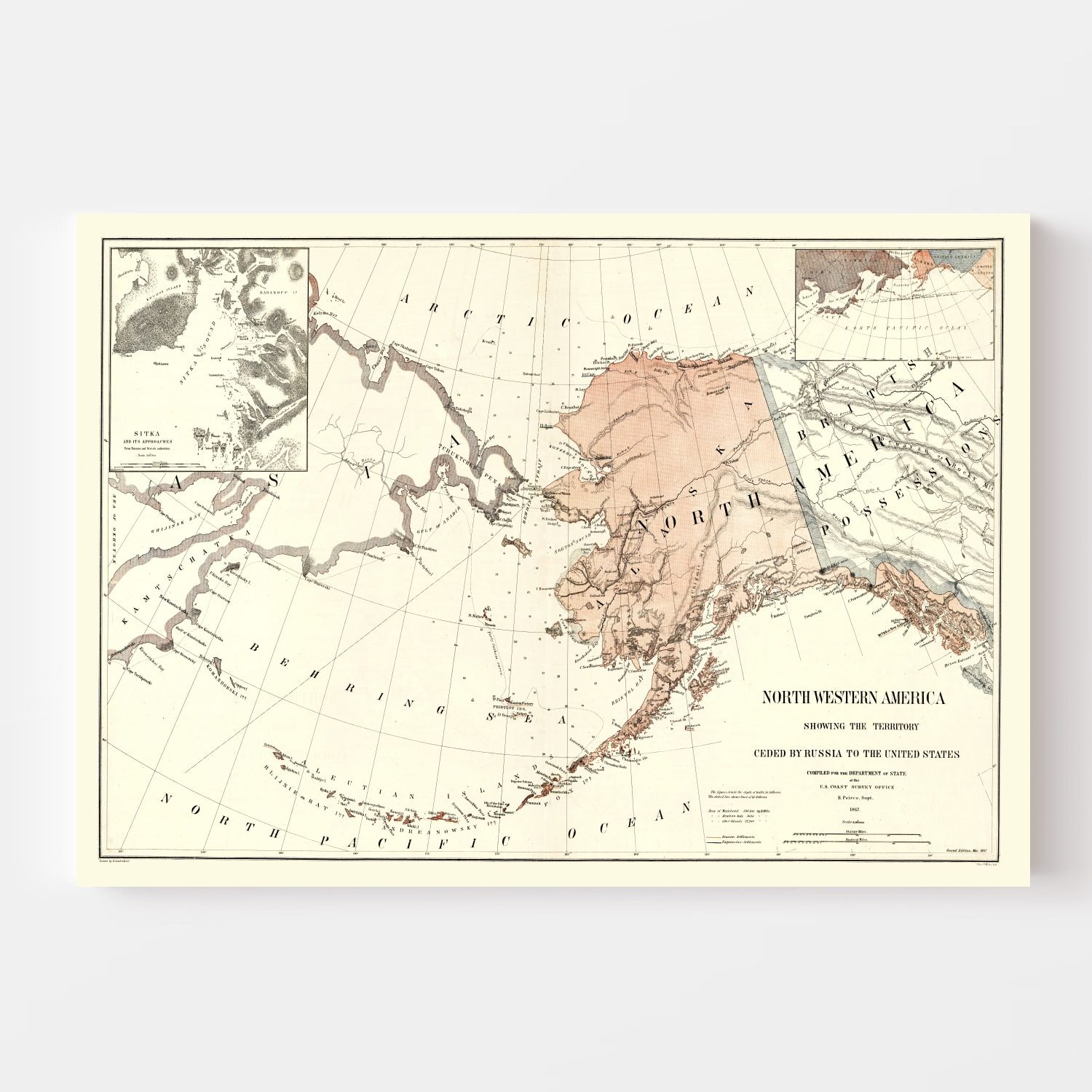 Vintage Map of Alaska 1867