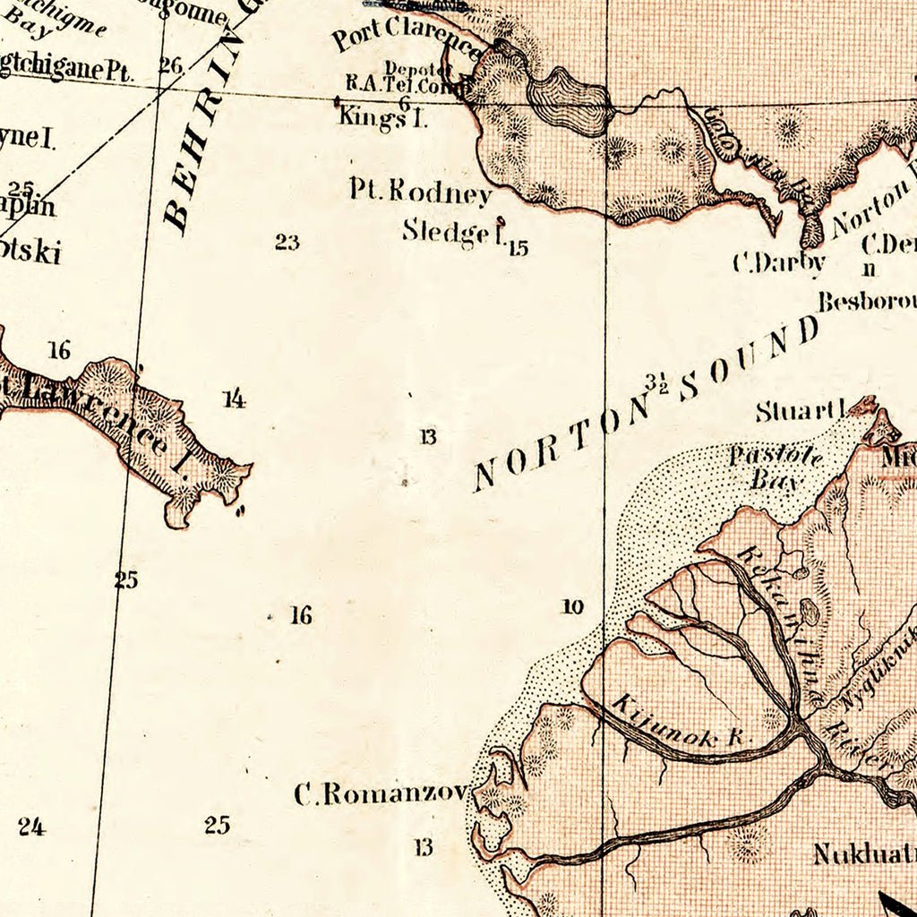 Vintage Map of Alaska 1867