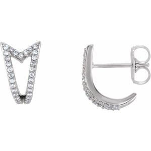 Platinum 1/6 CTW Natural Diamond Geometric J-Hoop Earrings