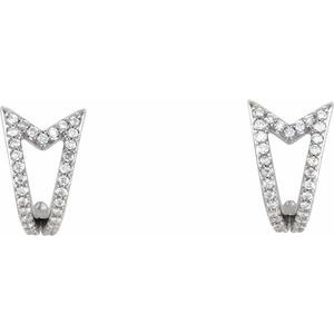 Platinum 1/6 CTW Natural Diamond Geometric J-Hoop Earrings – image 2
