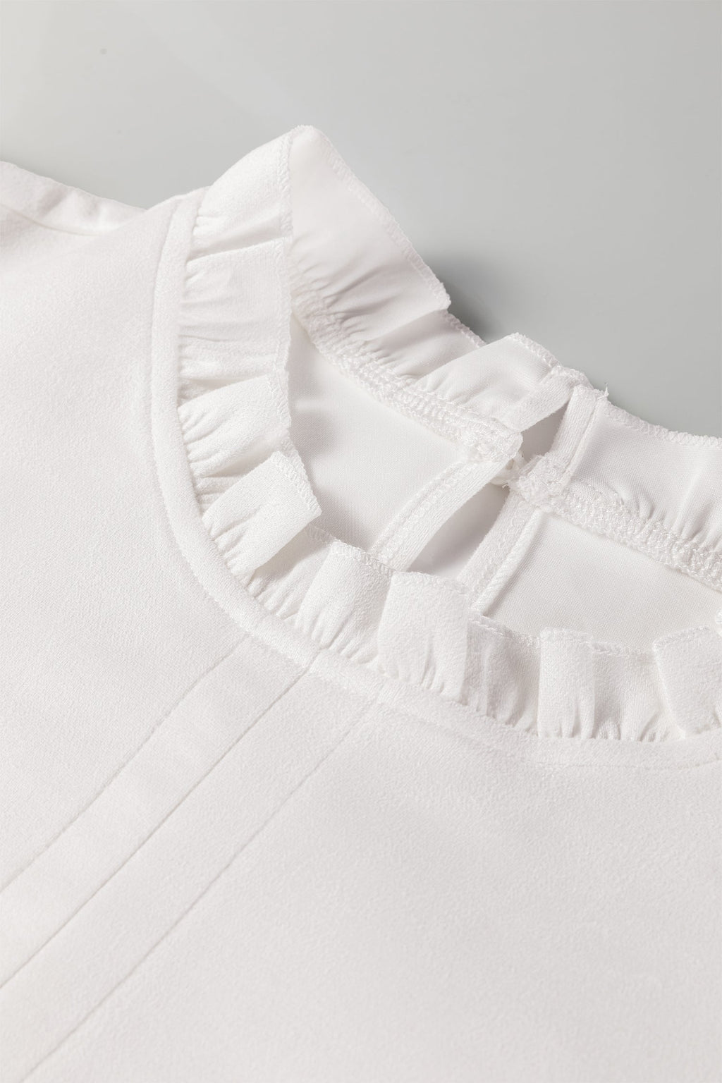 Frilled Round Neck Puff Sleeve Mini Dress