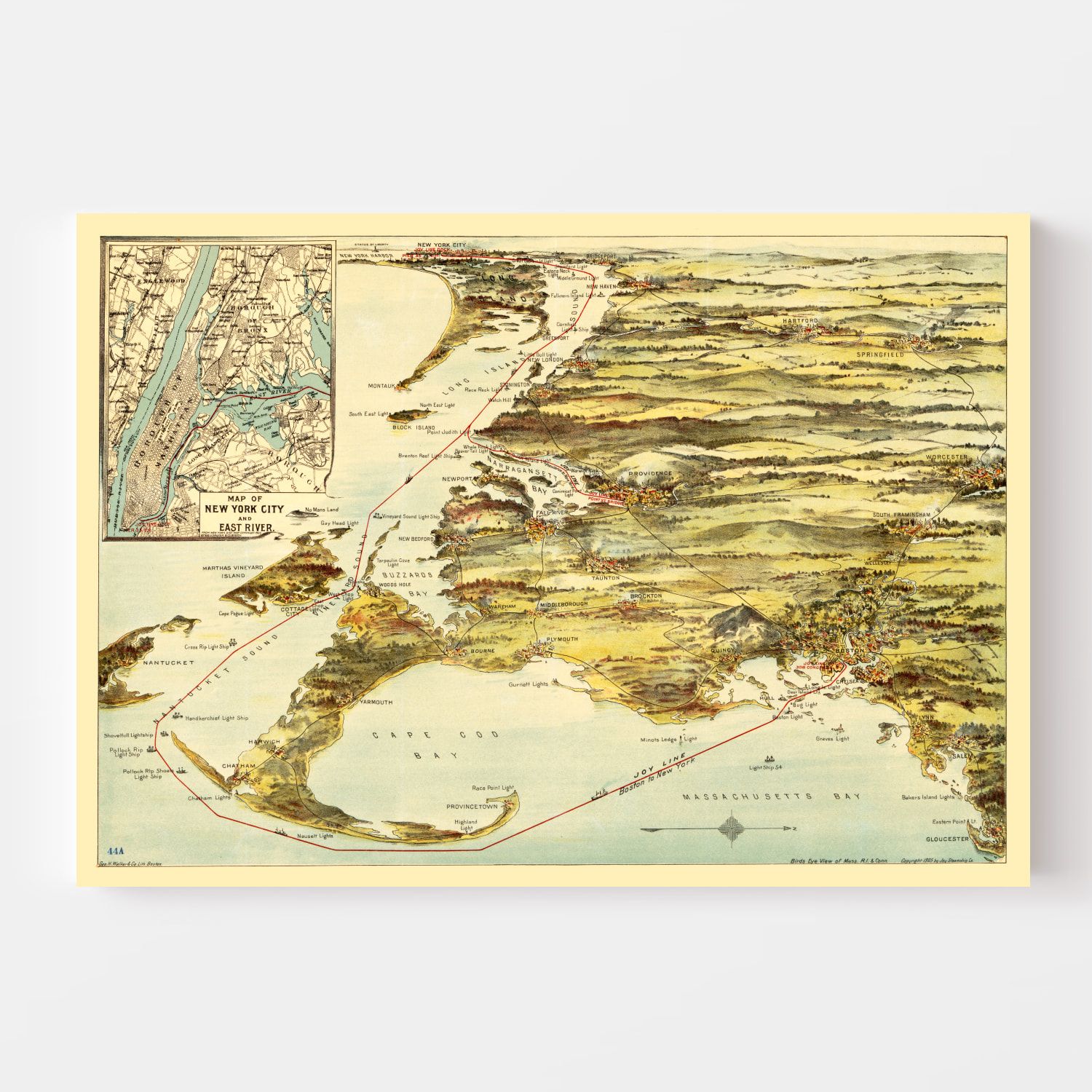 Vintage Map of Connecticut 1905
