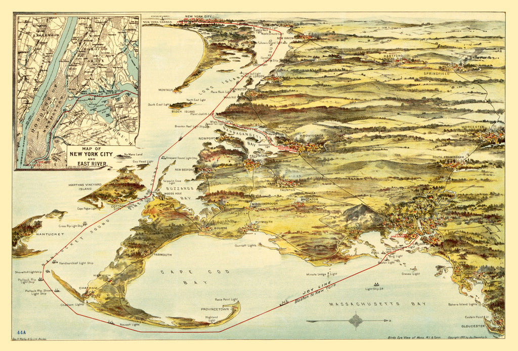 Vintage Map of Connecticut 1905