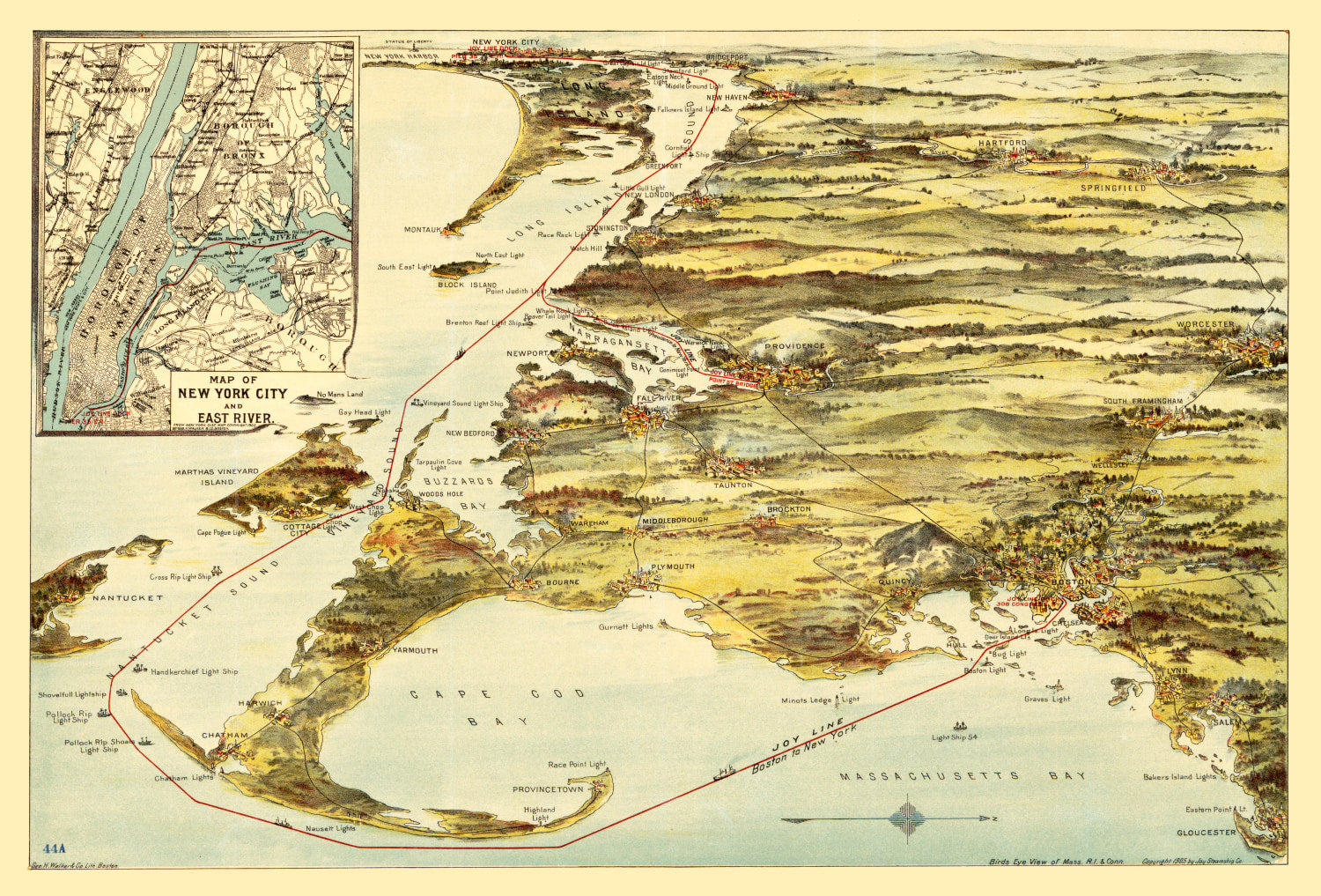 Vintage Map of Connecticut 1905