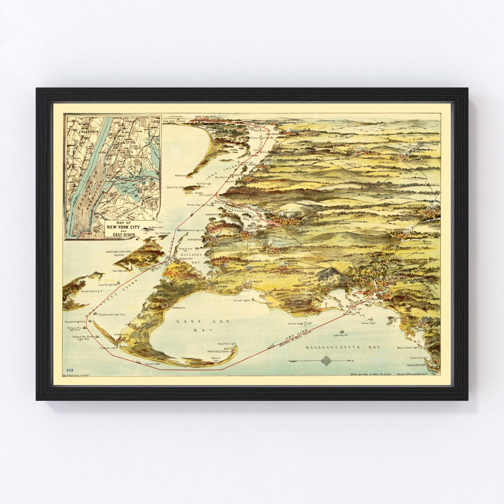 Vintage Map of Connecticut 1905