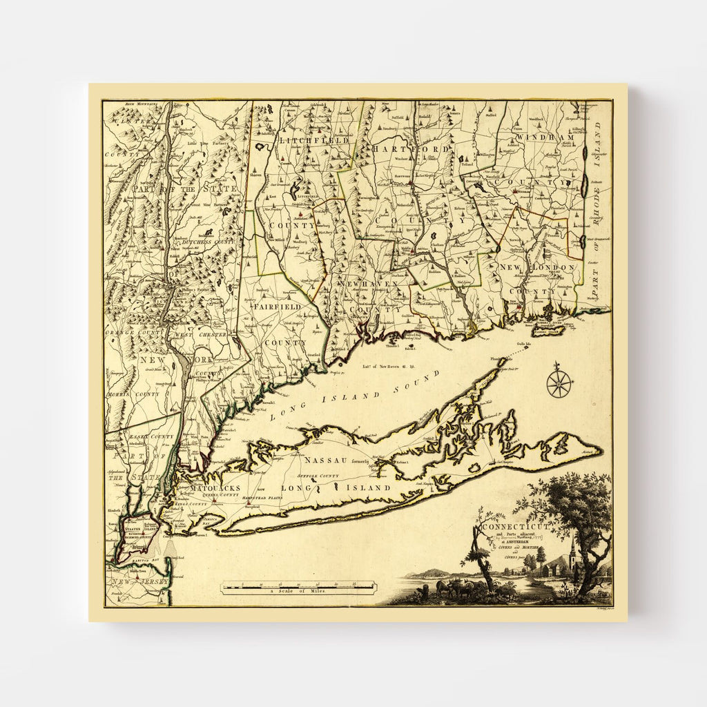 Vintage Map of Connecticut 1780