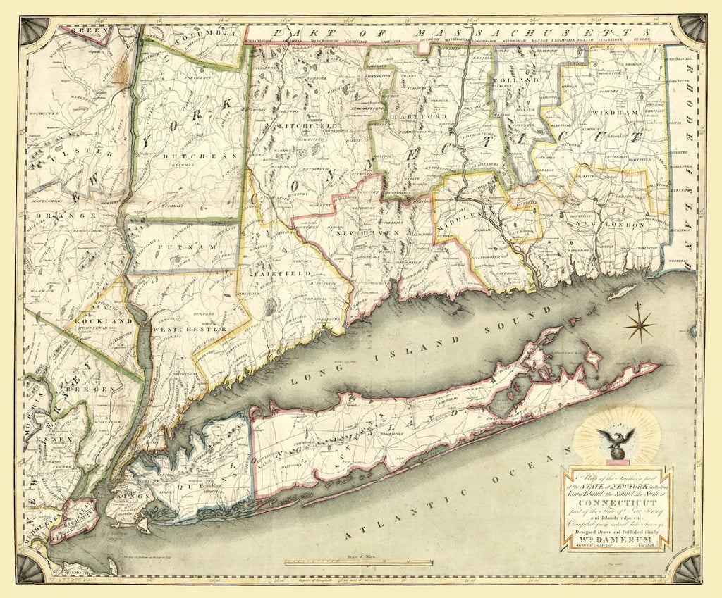 Vintage Map of New York 1815