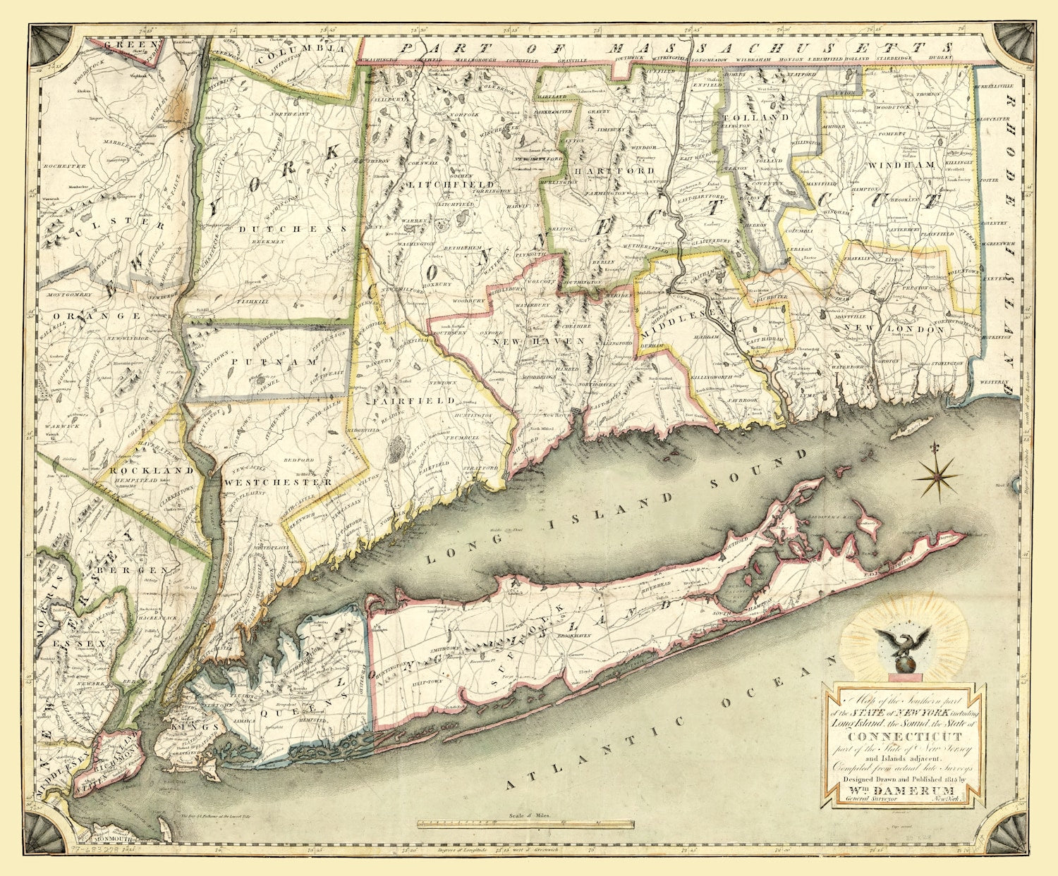 Vintage Map of New York 1815