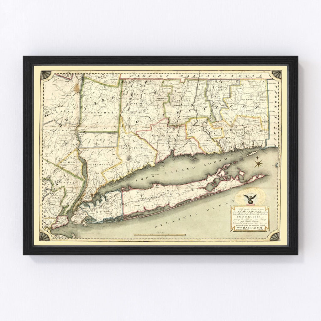 Vintage Map of New York 1815