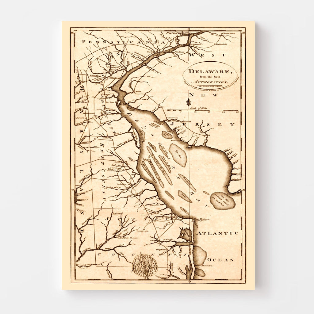 Vintage Map of Delaware 1795