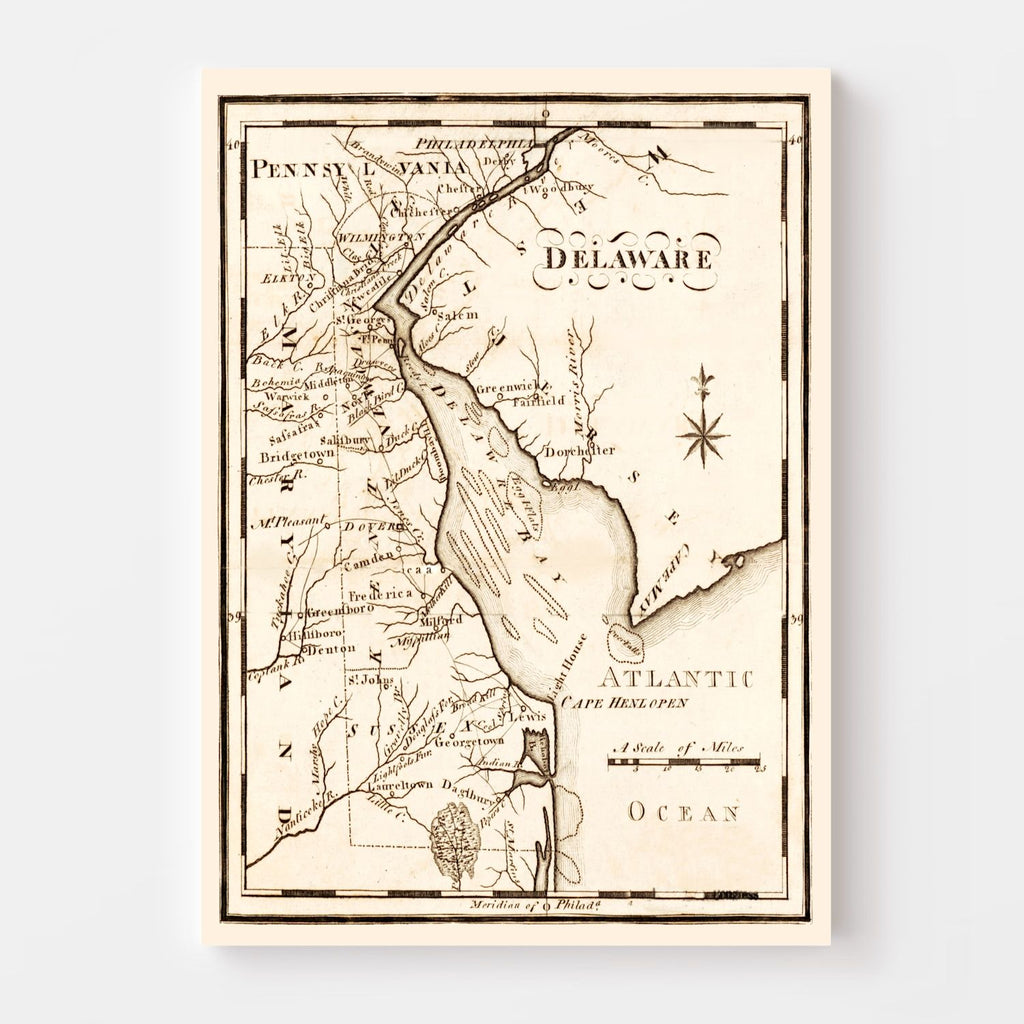 Vintage Map of Delaware 1795