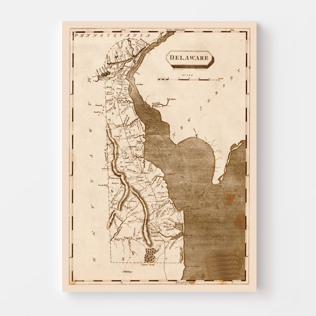 Vintage Map of Delaware 1804