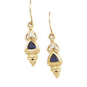 14K Yellow Gold Natural Iolite & .08 CTW Natural Diamond Earring