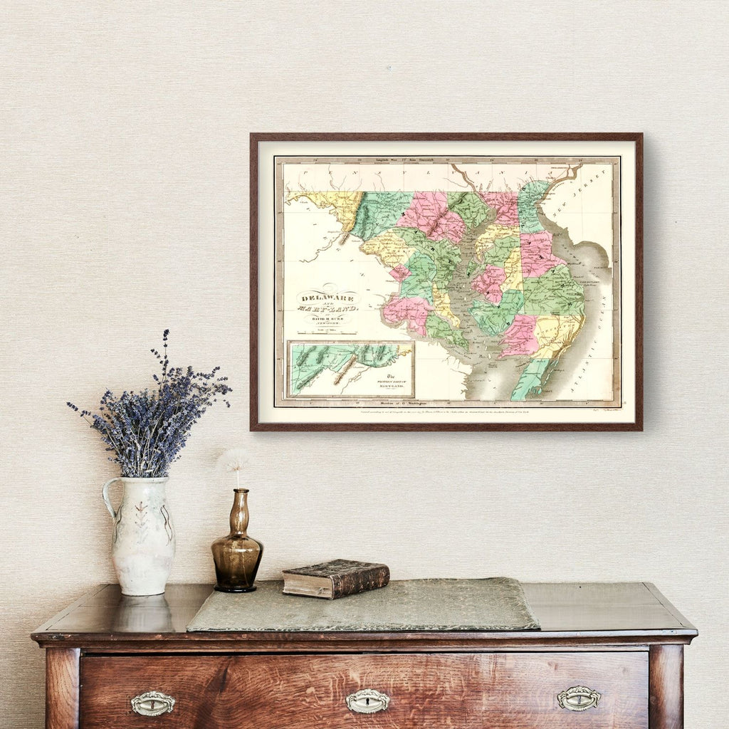 Vintage Map of Delaware 1835